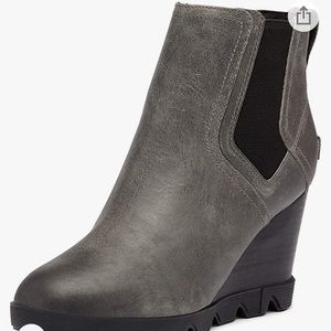 SOREL Women's Joan Uptown Chelsea Rain Boot Leather Wedge Ankle Booties
